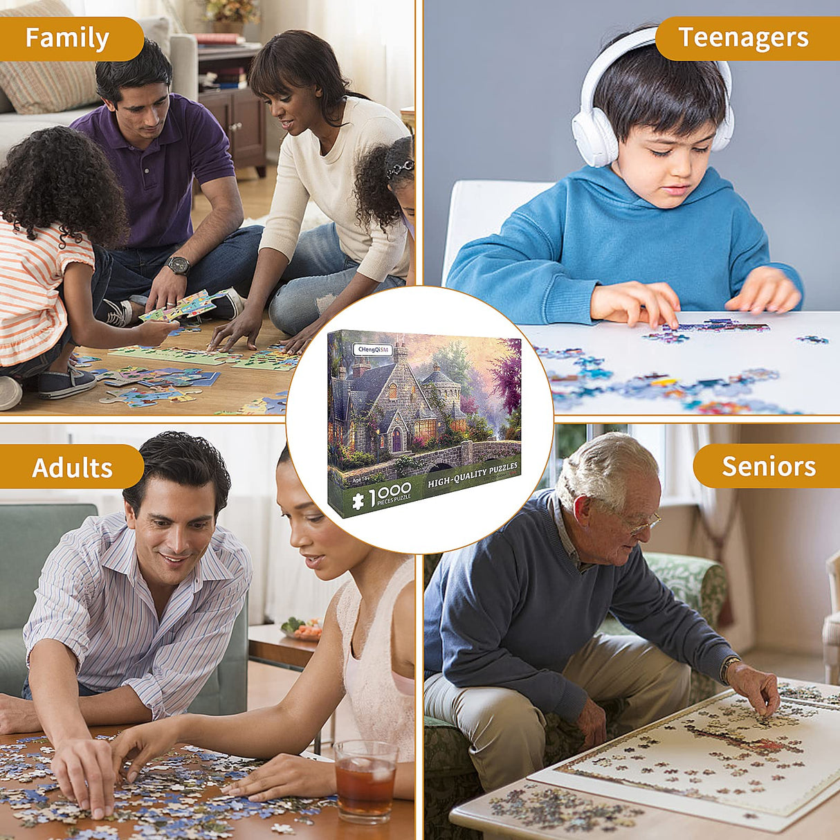 Jigsaw Puzzles for Adults 1000 Pieces Country House Puzzles Spring Landscape Puzzle Picturesque Bridge 1000 Piece Jigsaw Puzzle DIY Challenging Game Toys Gift CHengQiSM