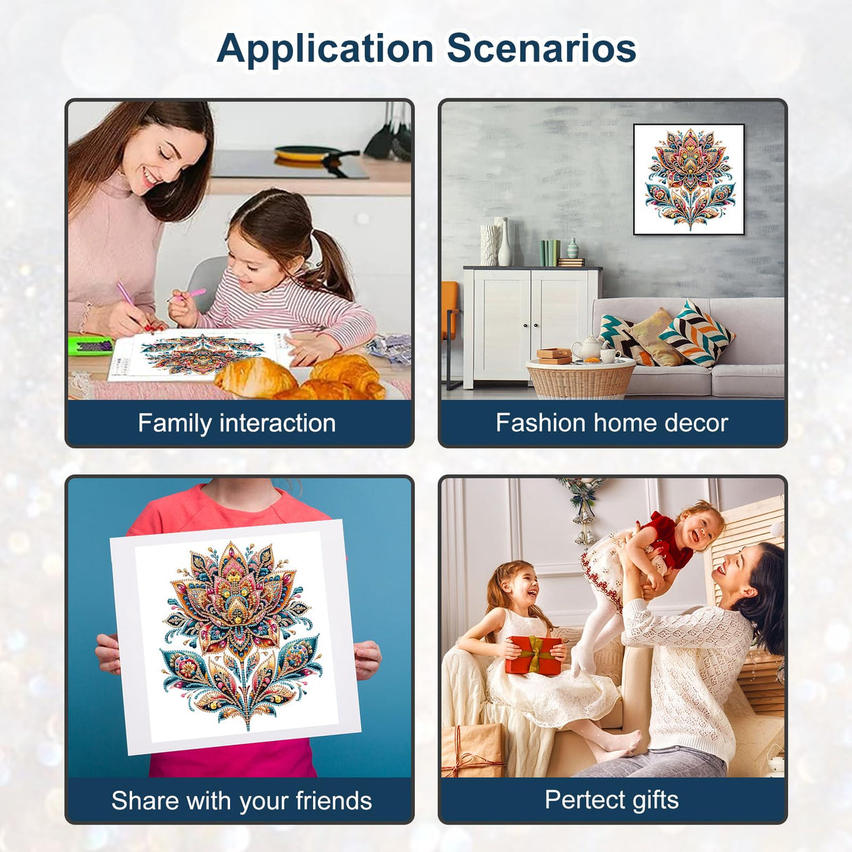 Stalente Diamond Painting Kits for Adults Flower, 5D Special Shape Diamond Art Kits for Beginners, Crystal Rhinestones Diamond Painting for Home Wall Decoration Gift 12×12inch, Lotus Stalente