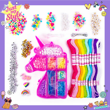 Just My Style Unicorn Friendship Bracelets by Horizon Group USA Create 20+ Bracelets, Kit Includes 1300+ Beads ABC Beads, Metallic Beads Unicorn Storage Case & More Just My Style