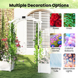Happygrill Garden Arbor with Planter Boxes, Outdoor Wedding Arch with Trellis for Climbing Plants Vine Vegetables Herbs, Wooden Arbor Archway for Ceremony, Party (White) HAPPYGRILL