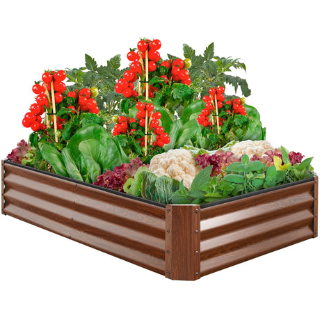 Best Choice Products 6x3x1ft Outdoor Metal Raised Garden Bed Box Vegetable Planter for Vegetables, Flowers, Herbs, and Succulents - Wood Grain Best Choice Products