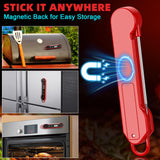 Digital Meat Thermometer for Cooking – Waterproof Instant Read Food Thermometer with Backlight & Calibration, Fast Read, Folding Probe for BBQ, Grill, Candy, Deep Fry, Kitchen, Liquids, Beef（Red） Tinerray