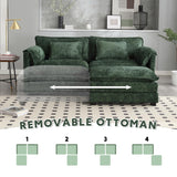 ZEIINPA L Shaped Sectional Sofa Cloud Couch for Living Room, 77" Chenille Comfy Boucle Modular loveseat Sofa, Modern Upholstery Sofa with Ottoman & Memory Foam, Emerald Green ZEIINPA