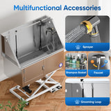 Flying Pig 50" Stainless Steel Professional Electric Lift Pet Grooming Tub Flying Pig Grooming