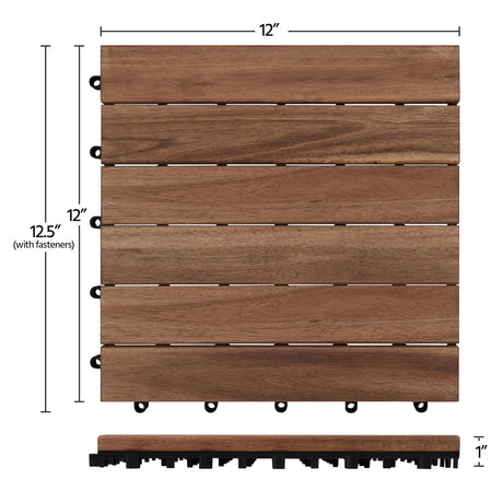 Yaheetech 27PCS Acacia Wood Interlocking Flooring Tiles Waterproof Flooring for Outdoor & Indoor Patio,Balcony,Garden,Poolside,12 × 12 in,Brown Yaheetech