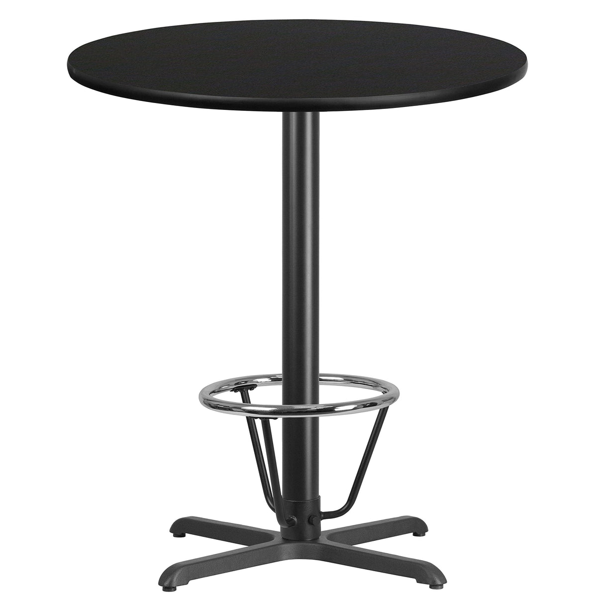 Flash Furniture 36'' Round Black Laminate Table Top with 30'' x 30'' Bar Height Table Base and Foot Ring Flash Furniture