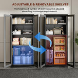 Kubohogar 71" Metal Display Cabinet with Glass Doors, Locking Curio Cabinets with 4 Adjustable Shelves, Glass Display Case for Collectibles, Metal Storage Cabinet Kubohogar