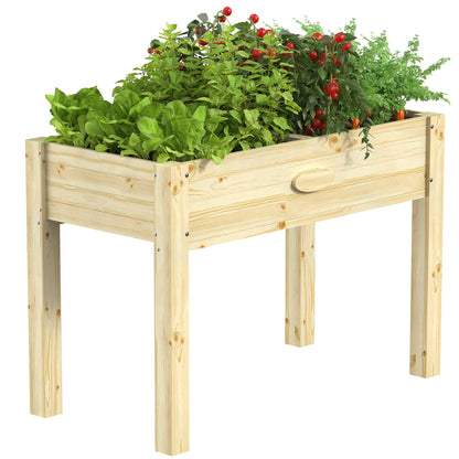 Livilord Raised Garden Bed with Legs, 48x24x33 in, Wooden Elevated Planter Box with Bed Liner for Flowers, Veggies, Herbs, Raised Plant Box for Outdoor Patio, Deck, Balcony, Backyard, 200lb Capacity