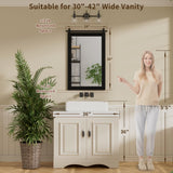 Black Farmhouse Mirror - 24x36INCH Wood Framed Square Bathroom Mirror for Vanity, Barn Door Style Wall Mounted Dresser Decor Living Room Bedroom Vertical PAIHOME