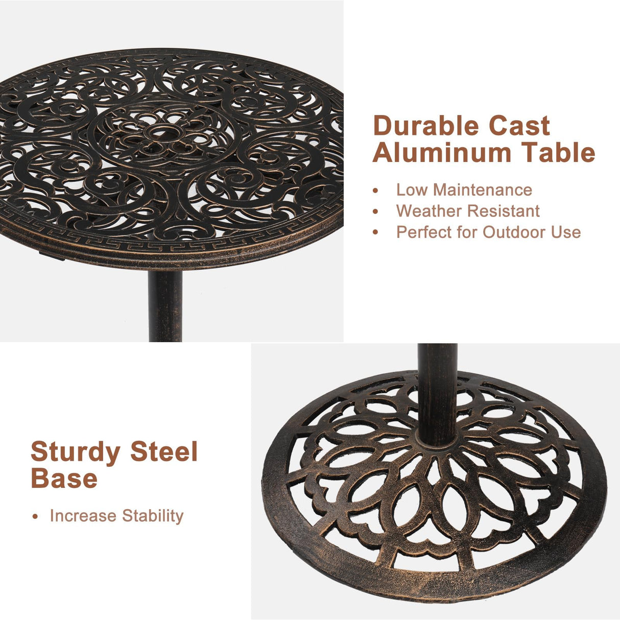 VINGLI 40" Outdoor Bar Table, High Top Table, Cast Aluminum Outdoor Pub Table 40-Inch Height, Round Bar Table Bistro Table for Patio, Cocktail, Bistro(28" Dia x 40 H) VINGLI