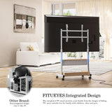 FITUEYES Rolling Floor TV Stand Mount for 40-85 Inch Large LCD/LED TVs TV Cart Heavy Duty Hold Up to 132 lbs Mobile Corner Stand with Mount for LCD/LED Flat Curved Screens with Wooden Large Storage FITUEYES