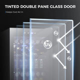 Kismile 4.5 Cu.ft Beverage Refrigerator and Cooler, 145 Can Mini Fridge Glass Door,Digital Temperature Display for Soda, Beer or Wine, Small Drink Dispenser Cooler for Home, Office or Bar(Black) Kismile