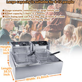Commercial Deep Fryer with Basket, 3400W 12.7QT/12L, Detachable Large Capacity Stainless Steel Countertop Electric Oil Fryer with Temperature Control for Restaurant or Home Use KHTD