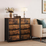 ODK Dresser for Bedroom with 4 Storage Drawers, Small Dresser Chest of Fabric Drawers with Sturdy Steel Frame, Wood Top, Vintage ODK