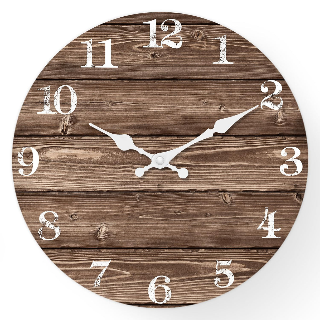 XFM Brown Wooden Wall Clock 10 Inch Silent Wall Clocks Battery Operated Decorative Farmhouse Small Rustic Wall Clock for Kitchen Living Room Office XFM