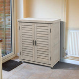 Potting Bench with Storage Cabinet and Metal Table Top for Outdoor Patio, Garden Furniture Wood Workstation (Accent Grey, 31x17x36) Mederla