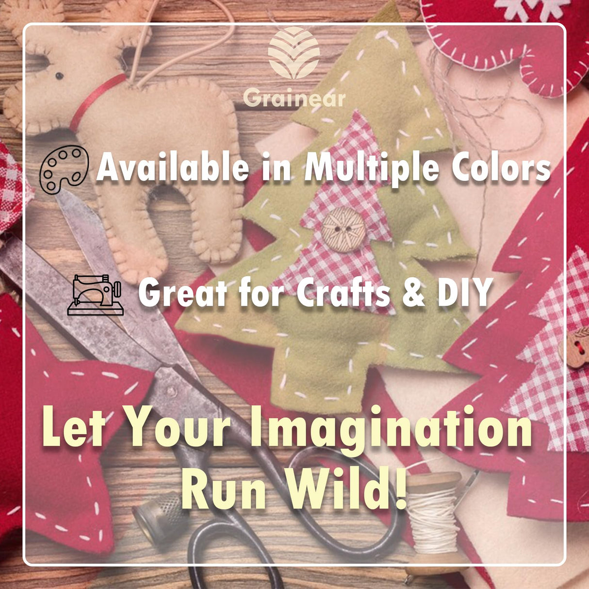 Ivory Soft Felt Fabric Sheet, 18" x 36", 1.6mm Thick - Premium Craft Felt for Sewing, DIY Projects, Embroidery, Decoration - Durable & Fade Resistant Grainear