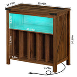 Joaxswe Large Record Player Stand with Charging Station & LED Lights, Vinyl Records Storage Holder Cabinet Holds up to 230 Albums, Turntable Stand for Music Room, Bedroom, Living Room, Office (Brown) Joaxswe