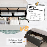 SHA CERLIN King Size Lift Up Storage Bed/Velvet Upholstered/Modern Wingback Headboard/Upholstered Platform Bed Frame/Hydraulic Storage/No Box Spring Needed/White SHA CERLIN