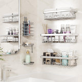 Veken Shower Caddy 6-Pack, Family Choice Award Winner, Large Wall Mounted Shower Rack, Bathroom Shelves Over Toilet, Organizer Storage Accessories with Soap Dish & Toothbrush Holder, Silver Veken