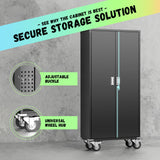 INTERGREAT Metal Storage Cabinet with Wheels, 75" Garage Storage Cabinets with Door and 4 Shelves, Tool Storage Locker on Caster for Home, Office, Black INTERGREAT