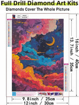 Abstract Sky 5D DIY Diamond Painting Kits for Adults, Moon Diamond Art Kits for Beginners, Full Drill Dot Painting Gem Art Kits for Home Wall Decor11.8 x15.7 Inch 5DDIYART