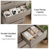 HITHOS 51" Tall 7 Drawers Dresser, Modern Grey Dresser, Wood Dressers & Chests of Drawers with Cut-Out Handles, Upright Drawer Chest, Accent Vertical Dressers Storage Cabinet for Living Room, Ash Gray HITHOS