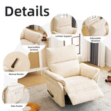 Rhevoy Oversized Recliner Chair, 26" Extra Wide 360° Swivel Rocker Recliner with Adjustable Headrest, Chenille Glider Rocking Nursery Chair with Overstuffed Armrest, Lumbar Support, Beige Rhevoy