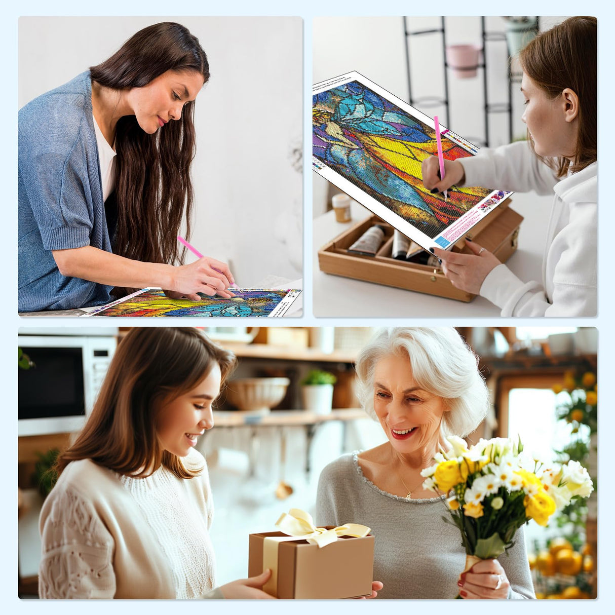 MISCER Fairy Diamond Art Kits for Adults, Glass Diamond Painting Kits for Beginners, 5D Full Drill Round Paint with Diamonds Pictures, Gem Art Painting DIY Crafts Kit Decor 12x16inch MISCER