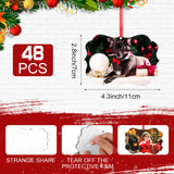 48 Pcs 4.3" x 2.8" Christmas Sublimation Ornament Blanks MDF Board Personalized Sublimation Printing Hanging Ornaments Christmas Ornaments Double Sided Heat Transfer Pendant with Rope for DIY Decor Yookeer