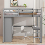 Harper & Bright Designs Full Size Grey Loft Bed with Wardrobe, Desk, and Storage Solutions Harper & Bright Designs
