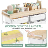 Rolling Storage Cart with 10 Large Drawers, Utility Cart with Wooden TableTop for Craft Organizers, Art Supply Storage, Home Office Organization, Cart with Wheels for Classroom, School, Green SYKIARIOL