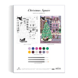 Galison Joy Laforme Christmas Square – DIY 9 x 12 Paint by Number Kit with Stunning Christmas Art for Beginners and Experts Includes Paint and Brushes Galison