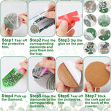 Ovveroche 8 Pcs Diamond Art Painting Coasters with Holder, Diamond Art Coasters Abstract Diamond Art Kits for Adults Beginner Craft Supplies Ovveroche