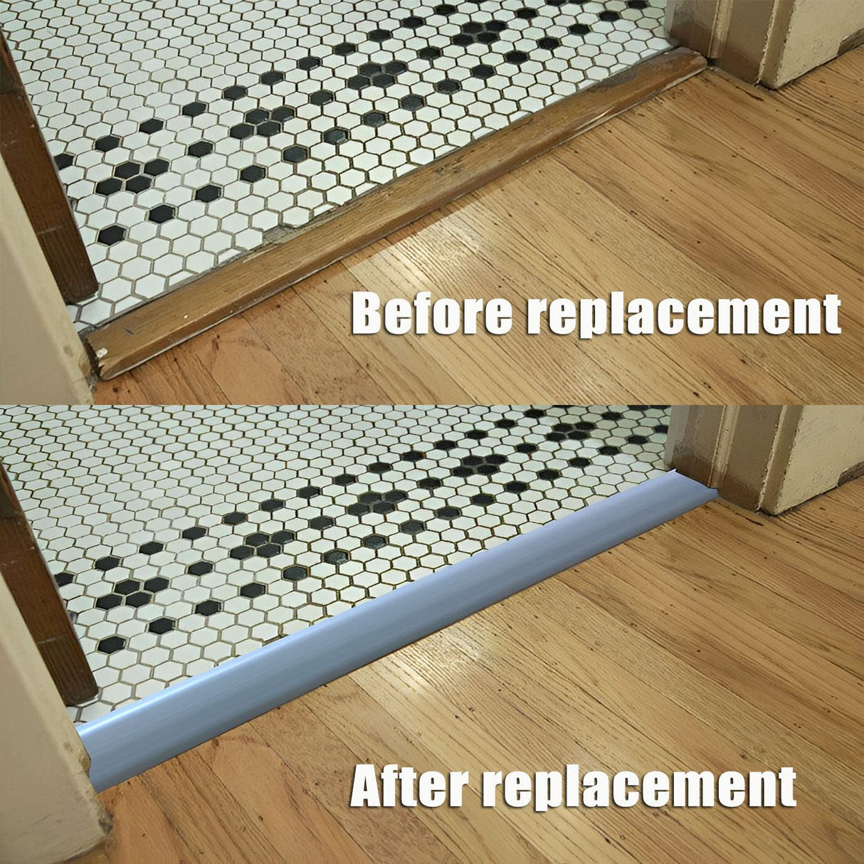 Vinyl-Door-Threshold-Ramp Door-Transition-Strip 36 inch, Threshold 1/2'' ~ 3/5'', Thresholds Ramps for Doorways, Wheelchair Ramp Edge-Reducer Threshold-Transition-Strip for Home/Door/Floor (Grey) EaseInstall