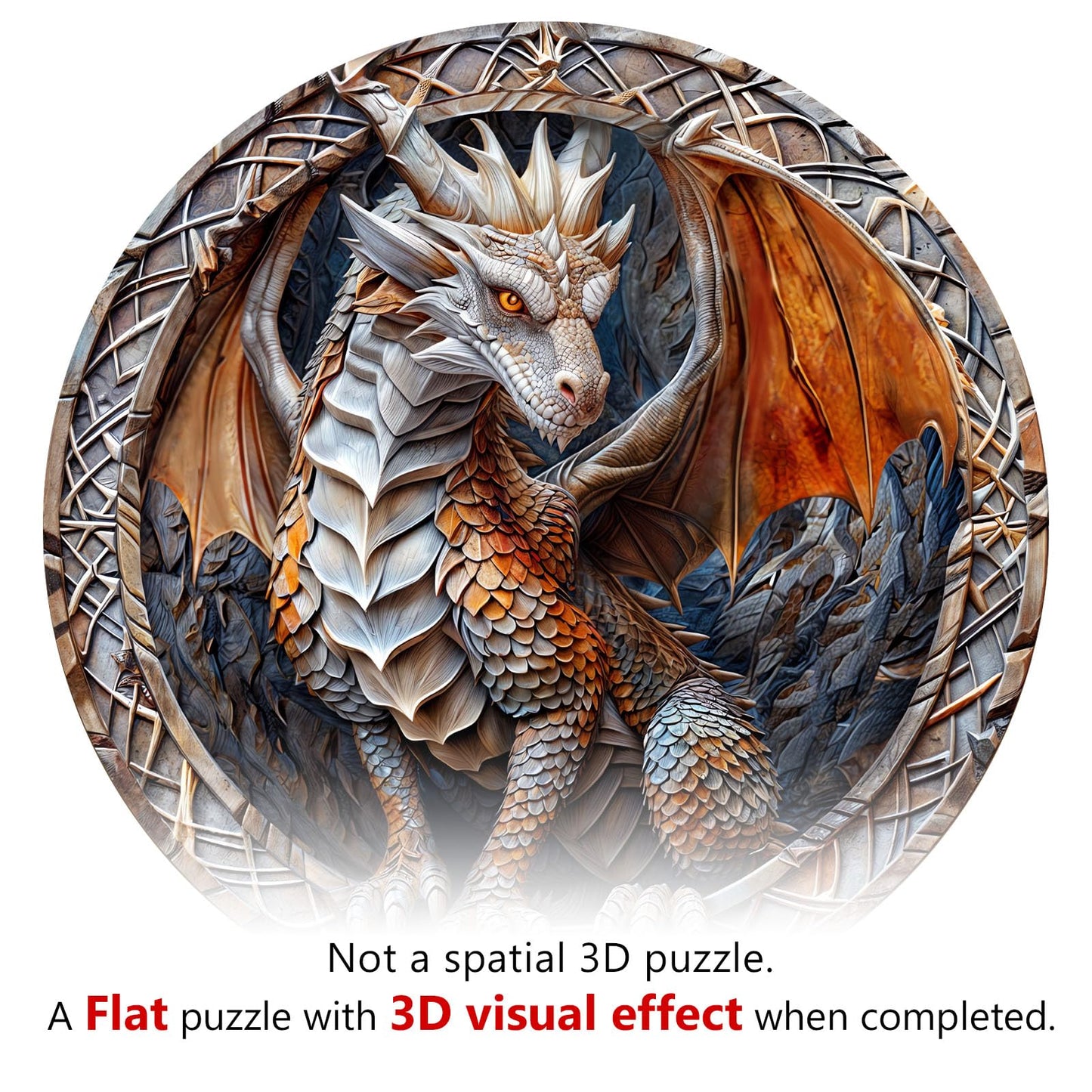 Wooden Puzzles for Adults, Wooden Flat Puzzles with 3D Visual Effect, Cave Dragon Puzzles, Unique Puzzles Gifts for Women Men (M-11.4 * 11.4in 200pcs)