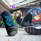 sweet grain Sublimation Speaker Tumblers 20 oz(4Pack) - Music Speaker Tumblers with Lids and Straws, Skinny Straight Sublimation Tumblers with Speaker & USB Charging Cables for DIY Gift - Black sweet grain