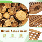 HAPPYGRILL Outdoor Acacia Wood Double Chaise Lounge, Rocking Chair with High Back, Slatted Seat, Stopper, Outside Wood Rocker for 2, 440 Lbs Capacity Sun Lounger Loveseat HAPPYGRILL