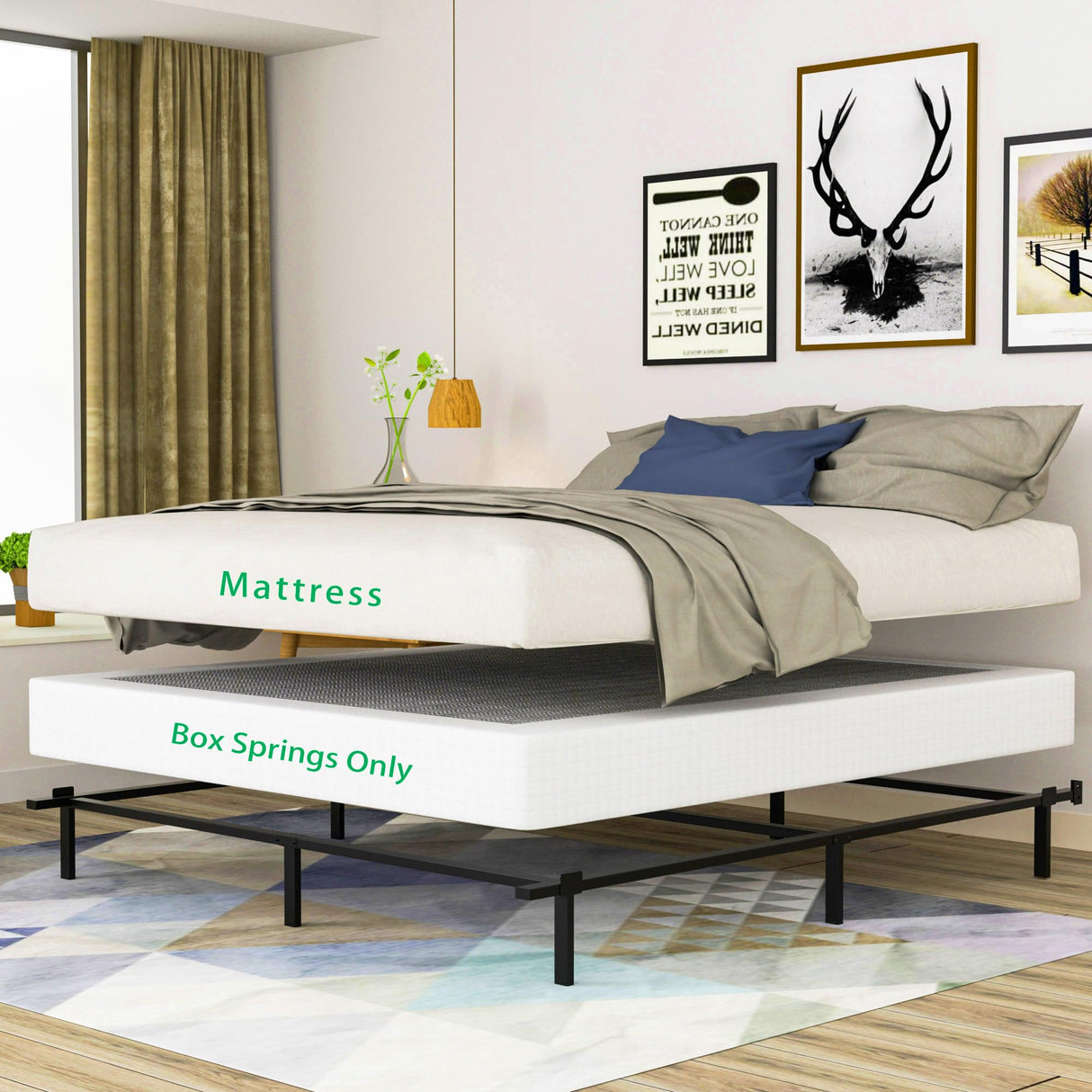 Vaciwe 8 Inch King Size Box Spring, Heavy Duty Metal Mattress Foundation with Easy Clean Fabric Cover, Noise Free,Easy Assembly. Vaciwe