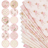 Whaline 12Pcs Spring Cotton Fabric Bundles 18 x 22 Inch Retro Floral Printed Fat Quarters Pink Flower Quilting Patchwork Squares Sewing Fabrics for DIY Handmade Crafting Home Party Decor Whaline