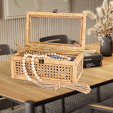 HUAXIN CRAFT H Rattan Decorative Box with Lid, Rectangular Woven with Glass for Display, Set of 2 Wicker for Decor HUAXIN CRAFT H