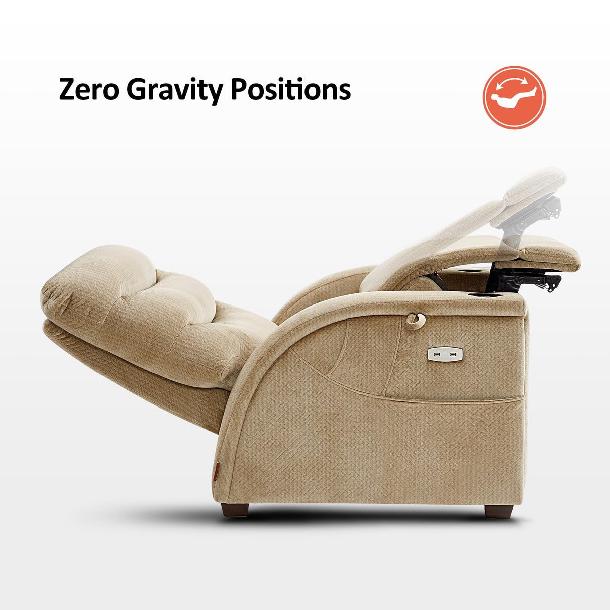 MCombo Power Zero Gravity Recliner Chair with Adjustable Headrest for Living Room, Fabric ZG334 (Beige) MCombo