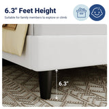 Allewie Twin Bed Frame/Velvet Upholstered Bed Frame with Vertical Channel Tufted Headboard/Strong Wooden Slats/Platform Bed Frame/Mattress Foundation/Box Spring Optional/Easy Assembly/White Allewie