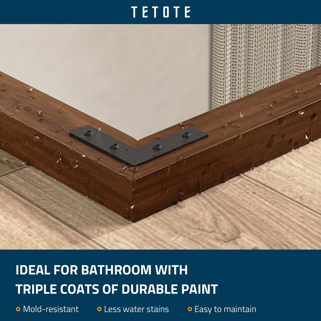 TETOTE 18 x 26 Walnut Wood Mirror for Bathroom Wall/Bedroom/Living Room/Entryway Farmhouse Rustic Bathroom Vanity Mirror for Over Sink Waterproof (Horizontal/Vertical Mounted) TETOTE