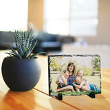 Sunnyglade 6 Pack Sublimation Slate Blanks, Stone Slate Heat Thermal Transfer Picture Frame, 5.9x7.9 Inch Rock Sheet Photo Frame with Display Holder, Decor DIY for Desktop Souvenir Custom Design (6) Sunnyglade