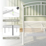 Feonase Queen Size Metal Bed Frame with Retro Headboard, Hardened Steel Tube, 12" Under-Bed Storage, No Box Spring Needed, Easy Assembly, White Feonase