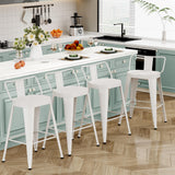 ALISH 30 Inch Bar Stools Set of 4, Industrial Metal Barstools Farmhouse Bar Chairs with Large Seat for Kitchen Island (30 Inch, White) ALISH