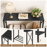 Tajsoon Console Table, 2-Tier Entryway Table，41.8”L Narrow Sofa Table with Shelves, Entrance Table for Hallway, Entryway, Living Room, Foyer, Corridor, Office, Black Tajsoon