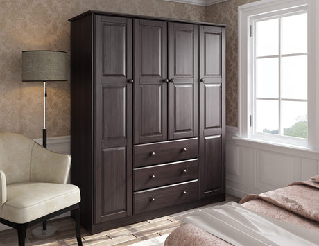 Palace Imports 100% Solid Wood Family Wardrobe Closet Armoire, Java, 3 Clothing Rods Included, 60.25" w x 72" h x 20.75" d, Renewable Eco-Friendly Wood, Made in Brazil Palace Imports