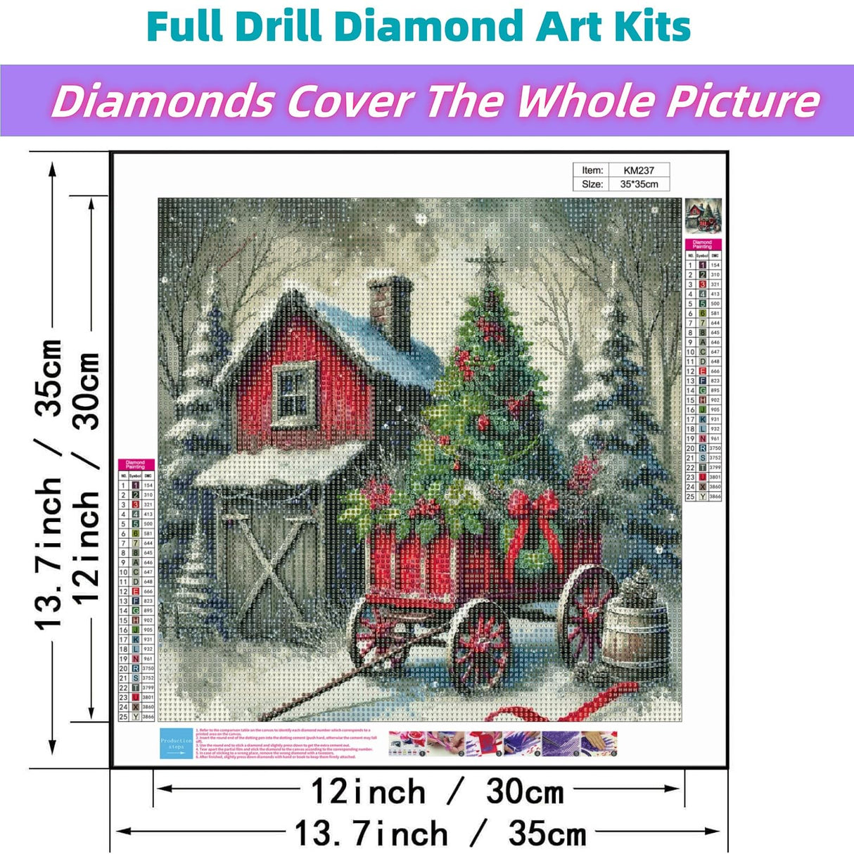 JYXSJYYD 5D DIY Christmas Diamond Art Kits for Adults,Winter House The Diamond Paintings Kits for Beginners,Paint by Diamonds Dot Full Drill Gem Art Crafts,Home Wall Decoration 13.8x13.8 inches. JYXSJYYD